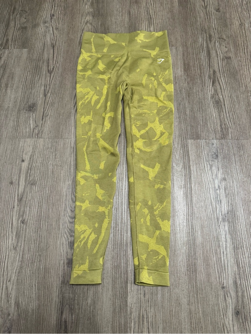 Gymshark Leggings Womens Small Light Green Camo Seamless High Waist Gym